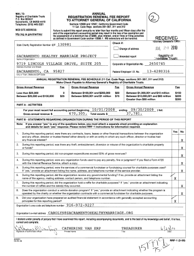 Relationship Skills Center EIN 134280316, RRF-1 2009 (2pp)