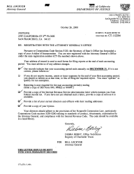 CA OAG 10-26-2000 to JustGive %22Pls Send (Missing) Docts%22 %22You Must Comply With Nonprofit & IRS Laws – Check a Library…%22 1pg