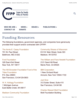 Funding Resources - Center for Family Policy and Practice [http-:cffpp.org:funders: PAGE 1 of 2 only!]