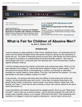 JackStraton's 1992 %22WhatIsFairforChildrOfAbusiveMen?%22 @THE LIZ LIBRARY(™)- LIZNOTES research on family law politics and child custody