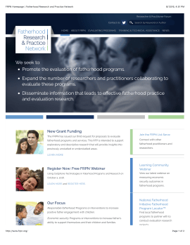 FRPN Homepage | Fatherhood Research and Practice Network (1pg) [HHS Grant 90PR0006 from OPRE to Temple Univ funds. See also CPR in Denver)