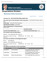 MultifactedMediaGroupInc (Intelwire | %22J M Berger%22) = a (Somerville) Mass Corp #270234085 Org 6-2-2009 Domestic Profit 100K shares@$0 value John Berger [Pres:Treas) & Janet Walsh&nbsp;(Secy)