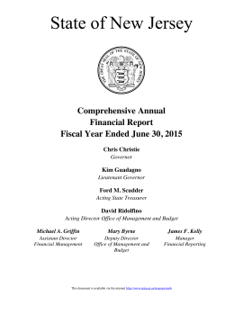 State of NJ CAFR for FYE June 30, 2015 (=%22fiscal year 2014) -- Title Page