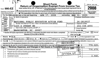 Marked "first return" of NPEAF, EIN# 262819027 a 501©4
