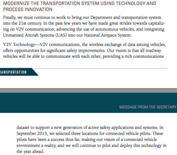 as above, from the US DOT AFR2016, Message from Secretary (page #s about 8 - 9)