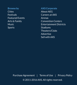 Footer (part of it) from AXS.com website (in contrast to the colorful, white-background main page) leaves clues to who owns it...