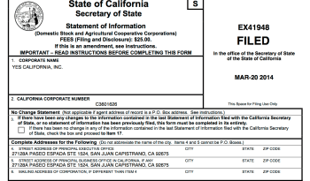 Calif Domestic Stock company Yes California Inc (SI 2014 top half)