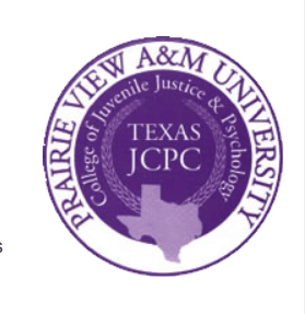 Logo nestles the College of Juvenile Justice & Pscyhology" inbetween outer ring (the University) and Inner logo, "Texas JCPC" -- whatever that is (!)