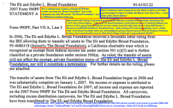 2007 StatemtA, The Eli and Edythe L Broad Fndtn (#956192122) claim IRS permits transfer of all assets to another EIN# (with namechange, former TheBroadFndtn to E and EL Broad&nbsp;@#954