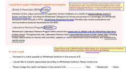 07 Whitehd Institute’s Website (design, tone, and missing info such as financials) – Support~>Donor Form~>BOA or Lab Partner? SShot 2017July29 Sat&nbsp;@2.55PM