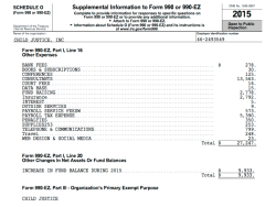 ChildJusticeInc in DC, EIN# 462593549, FY2015 Form 990EZ ** from CJI website [Salaries=55K not 60K, Ln21 matches Page2 top amt) ~ SShot 2017July12@5.09.10 PM