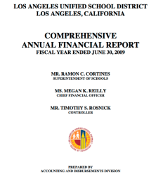 LA USD CAFR YE2009 (illustrating Budget Deficit — Increase Revs, Reduce Exps DEFICIT talk) (see CAFR1’com}bankrupt’html (Burien 2010) SShot 2017July11 @6.57.22&nbsp;PM