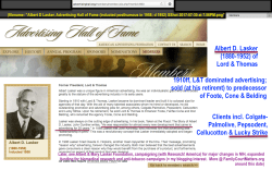 Albert D Lasker, Advertising Hall of Fame (inducted posthumous in 1958; d 1952) SShot 2017-07-30 at 7.56PM