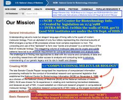 NCBI About us (in 2 images) see NCBI-NLM-NIH-Gov (start dated 1988 under Natl Libraries of Medicine) Sshot 2017Aug5 @12.54.07&nbsp;PM