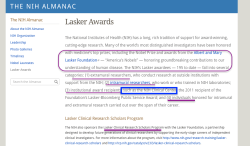 NIH ALMANAC ~>LASKER AWARDS~’Americas Nobels’~ {Viewed 2017AUG04&nbsp;@5.28PM