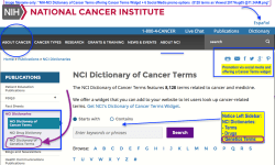 NIH-NCI Dictionary of Cancer Terms offering Cancer Terms Widget + 6 Social Media promo options (8128 terms as Viewed 2017Aug05&nbsp;@11.34AM