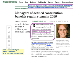 P+I Online (Pensns+Investmts) May 2017 DefinedContrib Plans 5’95 TRILLION USD AUM (Vanguard,BlackRock, Fidelity) 2017Aug24 Thu @1.30.31 PM