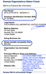 CA CJCFndn EIN#27151804 (2010Inc 2012 Cal RCT) IRS990-N filings FY2009-2016inclusive (maxRev50K) + later CalifOAG RRFs submitted Conflict w orig (@Jul2012 re 2009-2013) Form1023&nbsp;(2017Se