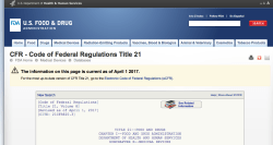 21CFR FDA header (for a sample), see Tabs SShot 2017Oct07 at&nbsp;1.03PM