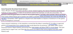 Cancer-Texas’ $3B 2009ff CPRIT (and Director A Gilman’s 2012 quitting, in Science news see also in SmokersHistory’com) SShots 2017Oct05 Thu @6.52.44&nbsp;PM