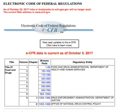 e-CFR’gov (Title 21USC re FDA) esp SubChapterK – TOBACCO PRODUCTS – SShots 2017Oct7 Sat @1.11.39&nbsp;PM