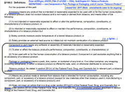 e-CFR’gov (Title 21USC re FDA) esp SubChapterK – TOBACCO PRODUCTS – SShots 2017Oct7 Sat @1.46.18&nbsp;PM