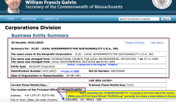 ICLEI -Local Gov’ts for Sust’bility USA Inc (MA face sheet, top half showing name changes) SShot 2017Oct14 @2.13PM