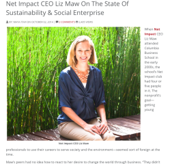 Net Impact ExecDir ELIZ MAW bio blurb + appearances (Yale, Columbia MBA, Bridgspan consultant for some years… (EIN#030552976) SShot 2017Oct16 @3.57.42&nbsp;PM