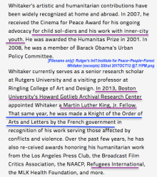 Rutger’s Int’l Institute for Peace~People~Forest Whitaker (excerpts) SShot 2017OCT12&nbsp;@7.11PM