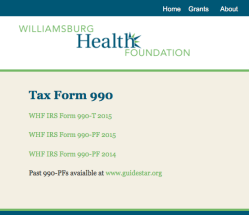 4801 Courthse St #220 WmsbgVA (next to Guidestar, #200) across from Courthouse – Willamsburg [Community] Health Fndtn 990PF FY2015 EIN#541822359 {2017Nov20 Mon @12.45.31&nbsp;PM