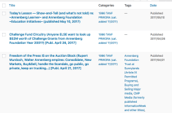 Annenberg posts (per FamilyCourtMatters’org’s WP Admin Screenshots, all in 2017) (Sshot 2017Nov21 Tue@4.59.17&nbsp;PM