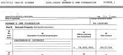 NewmansOwnFndtn (Newer~EIN#06-0616588, First Return 2004) FY2004** (INITIAL, showing 78’6M contrib by Paul Newman in Partnrshp Interests <~ 5 images {{SShot 2017Nov12 SUN @12.29.22&nbsp;PM