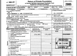NewmansOwnFndtn (Newer~EIN#06-0616588, First Return 2004) FY2005 (2nd Yr showing 40M contrib by Paul Newman as Partnership Interests <~ 6 images {{SShot 2017Nov12 SUN @12.22.49&nbsp;PM