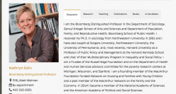 Kathryn Edin (Russell Sage Fndtn trustee since 2013 but sponsored since her PhD 1991) CV excerpts + bio blurb ~ Sshot 2017Dec13 Wed @5.26.39&nbsp;PM