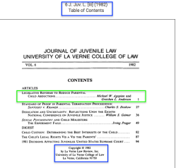 cf Agopian, Parental Child Abductions TOC, 1982 (Vol6) Journal of Juvenile Law showing it’s from LaVerne College of Law, SShot 2018Jan17 Wed at 3.03.57&nbsp;PM