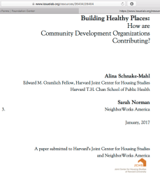 BuildingHealthyPlaces (report for NeighborWorks America (a ‘Congressionally charatered nonprofit’ (see HUD intermediary?) ISSUELab rept <~2018Feb27 Tue @5.14.25&nbsp;PM