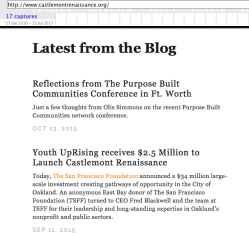 Castlemont Renaissance (cf YouthUprising,PurposeBuiltCommunities, TheSF Foundtn’s 2015 34MM Invstmt in Oakland) WaybackMachine Images (my FirstFiveYears blog Feb 27 2018)<~2018Mar3 Sat @