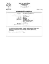Georgia SOS ~>Now PurposeBuiltComm’ties LLC, 2-9-2009 Name Reservatn NEW COMMUNITIES VENTURES,&nbsp;LLC