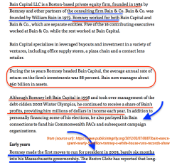 Bain Execs Spent Nearly5Mil on Romney WH Runs (Feb 7 2012, Ctr for Public Integrity) SShot 2018Apr19 @&nbsp;3.18PM
