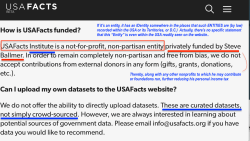 USAFacts Institute described (but no link to its geography, Forms 990 or 990PF, or audited financial statements, is shown — We Do not accept contributions (Any entity large&nbsp;enoug