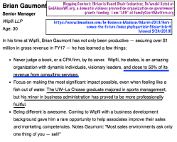 EndAbuseWI’org chair (viewed today, also shown on FY2017 tax return) Brian Gaumont, board chair (there), Sr Mgr Wipfli LLP in Madison, Wisconsin area, aged 30) ~~ Screen Shot 2019-05-24 at 4.00.52&nbsp;PM