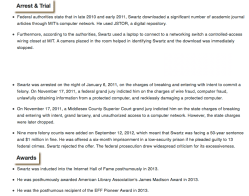 Aaron Swartz Arrest, Trial, Awards (partical page) Screen Shot 2019-06-27 at 5.11.18&nbsp;PM