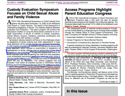 AFCC ‘KIDS COUNT ON’ US Newsltr SUMMER 2002 Vol21No3~Feature CustodyEvalSymposium on CSA + FV (pg1 LH) + its ‘5th internat’l Congress (sic) on Access & Parent Ed~ SeeAlso the pdf ~ 6 imgs 2019July27 Sat PST@ 11.17.41&nbsp;AM