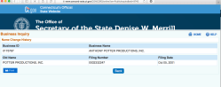 AnthonyPotterProdux has 2 difft BusIDs Here, #0175787 LastRept2013 WmHCAMPBELL CPA 26 NAUBUC AVE GLASTONBURY 2019July23 PST @2.09.57&nbsp;PM