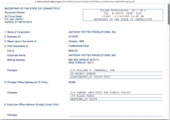 AnthonyPotterProdux has 2 difft BusIDs Here, #0175787 LastRept2013 WmHCAMPBELL CPA 26 NAUBUC AVE GLASTONBURY 2019July23 PST @2.11.02&nbsp;PM