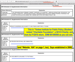 YankeeInst4PublicPolicyStudies(501©3 1984ff,EIN#521358144) |its CharFndtn (2000ff GregGunderson,EIN#069015468?) +extinct (IRS| by May,publ Nov2016) 501©4 EIN#450636362, NO return found) in CT ~~ various 990 imgs 2019July23 TUE PST @12.41.55&nbsp;PM