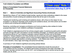 ‘Truth Initiative Foundation and Affiliate’ Audited Consolidated FS FYE2018,2017 Consolidated (YEJun30| my 1st look at ’em) ~~28 images (seeAlso pdf), 2019Aug15 PST @1.48.24&nbsp;PM