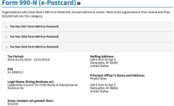 LeadershipCouncil on CA&IPV,Inc (EIN#510392011) Forms990N (2014,16, 17 @ apps-IRS-EOS, +Forms990EZ (2012,13,15) @ Candid.org ~~ 2 SShots 2019Nov25 Mon PST @12.15.00&nbsp;PM