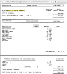 CummngsFndtnBehavHealth |CFGH, EIN#300164951, 990PF FY2007 (1st?) Statemts 3 (rental Income) + 4 (rental Expenses) shown ~SShot 2019Dec11 Thu @ 12.56.50&nbsp;PM