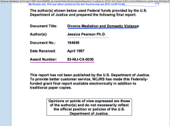 ‘DivorceMediation&DV,’ April1997 Doct164658, by CenterPolicyRsrch(JessicaPearson) ‘in collab w|AFCC’, NIJ Grant#93-IJ-CX-0036 (found only 2019Nov11)~7 imgs, pdf is 235pp!~ 2020Feb1 Sat PST @5.28.12 PM